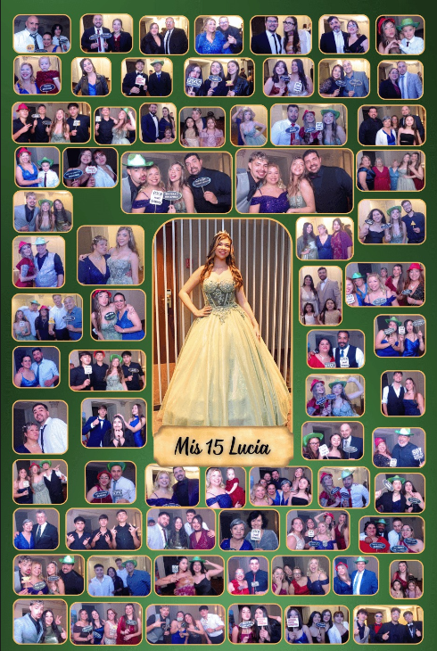 Ejemplo de composición de fotos para cuadro en madera de quinceañera